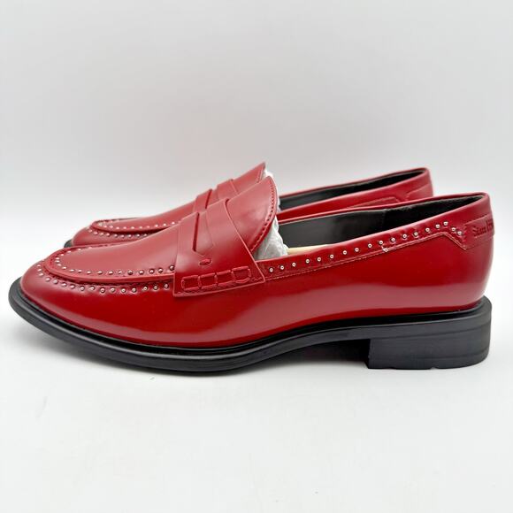 Franco Sarto Womens Eden Studded Loafers US 8.5 M EU 39 Red Slip On NWOB - Picture 8 of 12